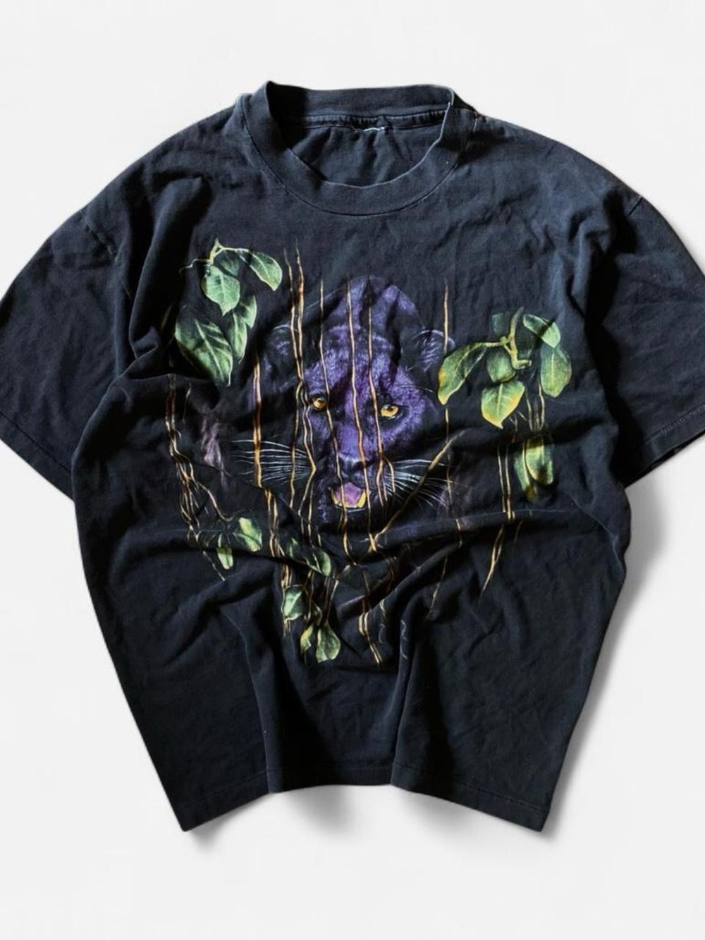 Vintage Y2K Deadstock York Beach Maine Black Tiger Jungle Graphic Tee Skater